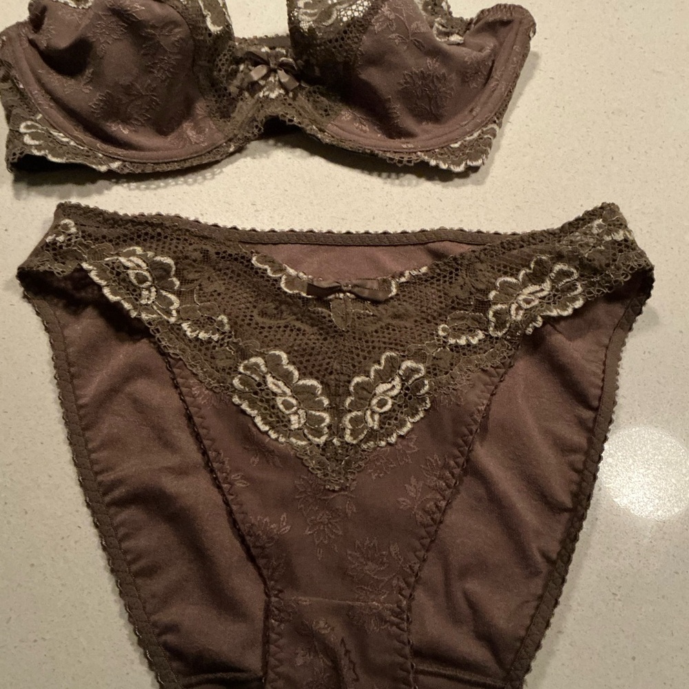 Lace Trimmed Bra and Panty Set